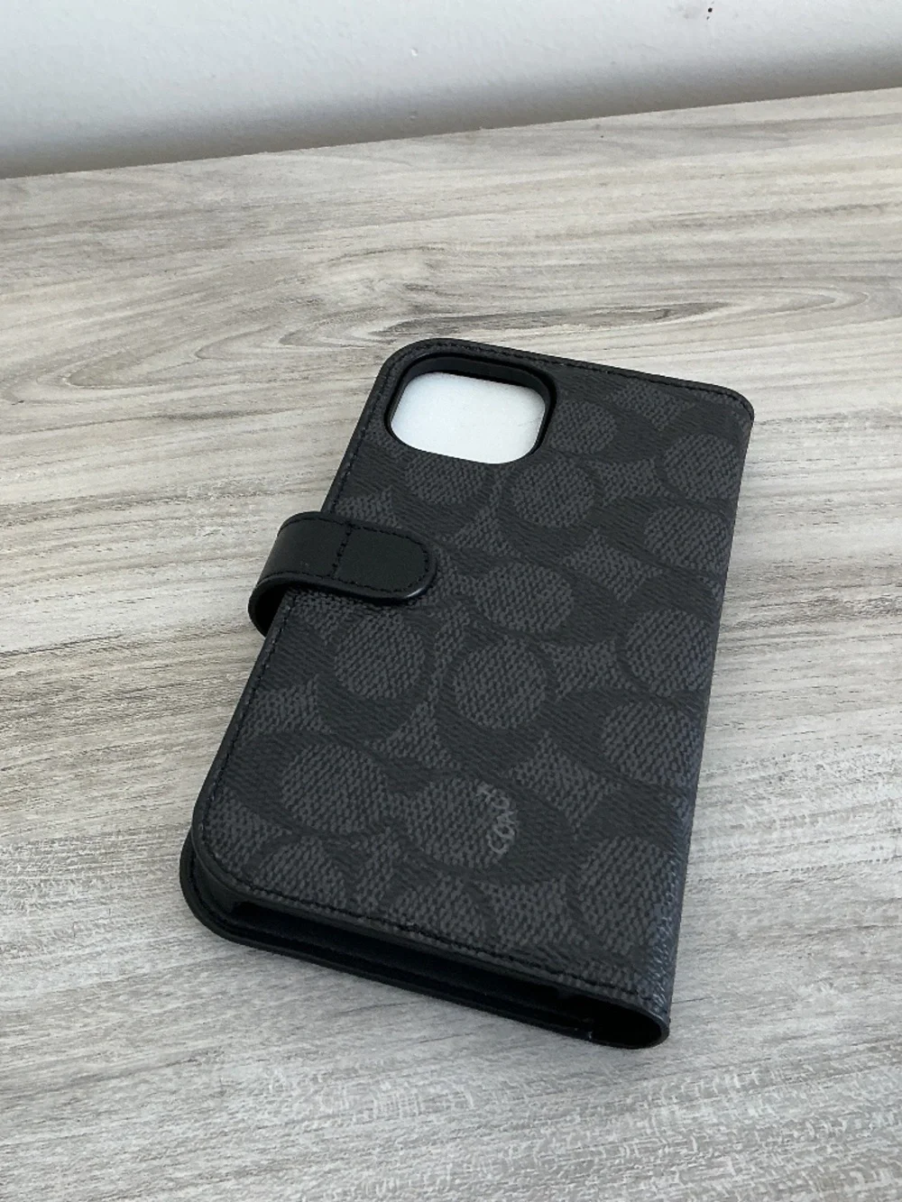 Coach Folio iPhone 13, 14, 15, monogram canvas case.